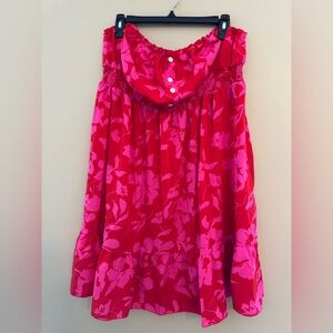 SHEIN Strapless Red Floral Dress